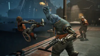 Four-armed alien crew member grappling a Jedi on a Zero Company corridor walkway